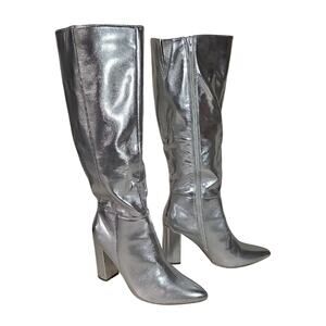 Dream Paris Metallic Silver Knee High Boots Womens Size 9.5